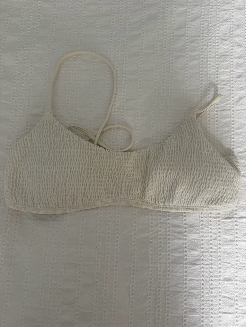 Hollister Cream Smocked Bikini Top